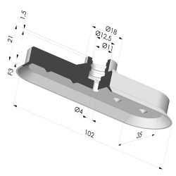 Oblong Suction Cup Series 4V, 100x35 mm
