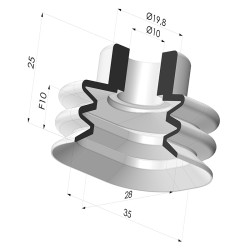 Oblong suction cup series VCSO, 35x28 mm