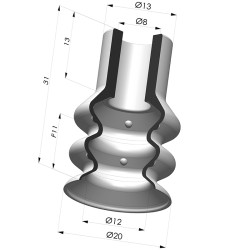 2.5 Bellows Suction Cup Series 8 Ø 20MM