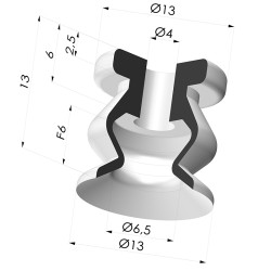 Suction cup 1.5 bellows series VCS 1, Ø 13.2 mm