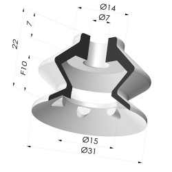 Suction cup 1.5 bellows series VCS 1, Ø 30.6 mm