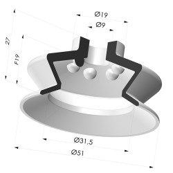 Suction cup 1.5 bellows series VCS 1, Ø 51 mm