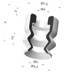 1.5 bellows suction cup series PJG, Ø 6.5 mm