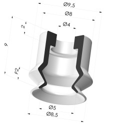 1.5 bellows suction cup series PJG, Ø 8.4 mm