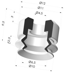 1.5 bellows suction cup series PJG, Ø 10.2 mm
