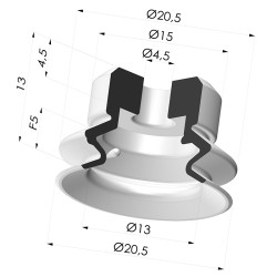 1.5 bellows suction cup series PJG, Ø 20.5 mm
