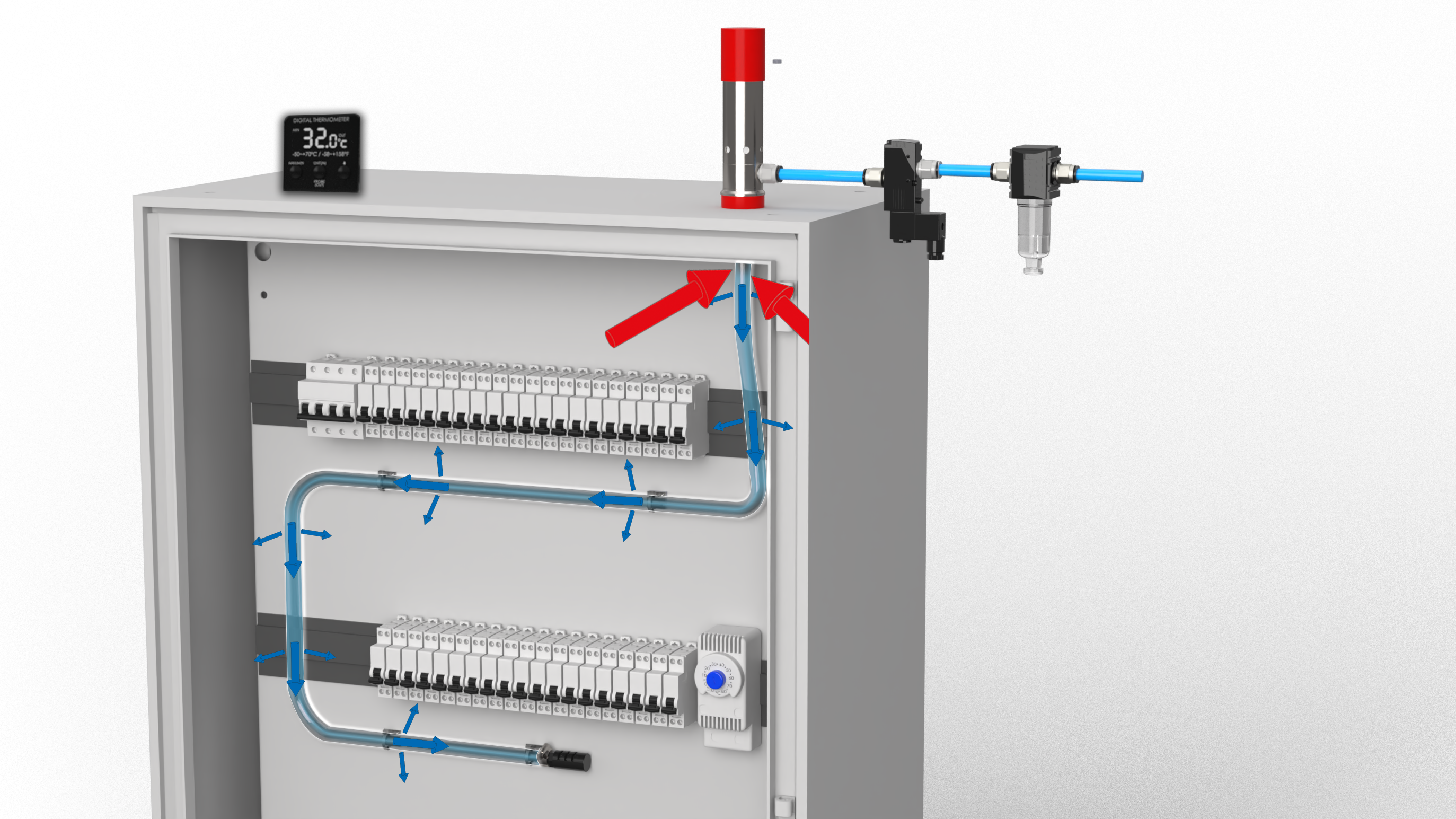 Installation of a Vortex cabinet cooler on an industrial electrical cabinet